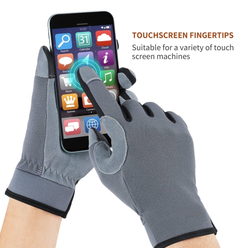 Lightweight Work Gloves Touch Screen Flex Deerskin Leather Garden Gloves for Yard Working, Gardening, Cycling, DIY and Builders