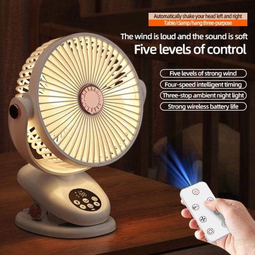 Portable Travel Fan, Multifunctional Lightweight Hanging Fan, 5 Speed Table Clamp Fan, USB Charging with LED Light for Outdoor Travel