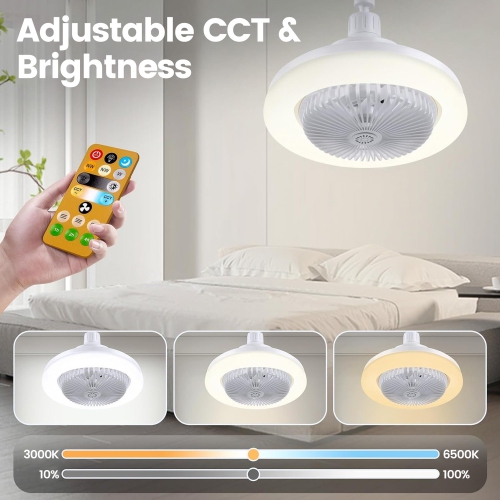 Ventilateur de plafond avec lumières et télécommande, petit ventilateur de plafond compact à intensité réglable, semi-encastré