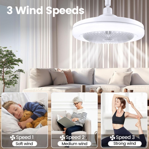 Ventilateur de plafond avec lumières et télécommande, petit ventilateur de plafond compact à intensité réglable, semi-encastré