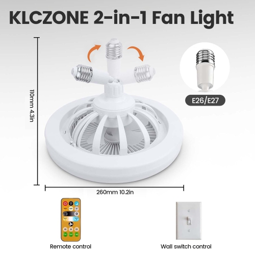 Ventilateur de plafond avec lumières et télécommande, petit ventilateur de plafond compact à intensité réglable, semi-encastré