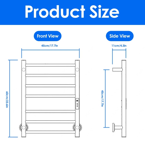 Bathroom Electric Heated Towel Rail Digital Display Towel Warmer Hidden/Exposed Wires Electric Towel Rack