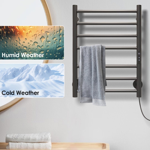 Bathroom Electric Heated Towel Rail Digital Display Towel Warmer Hidden/Exposed Wires Electric Towel Rack