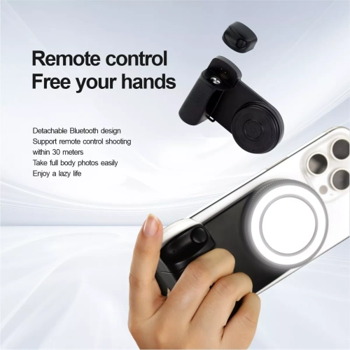 Bluetooth Shutter Phone Holder Camera Handle Selfie Stabilizer with Fill Light