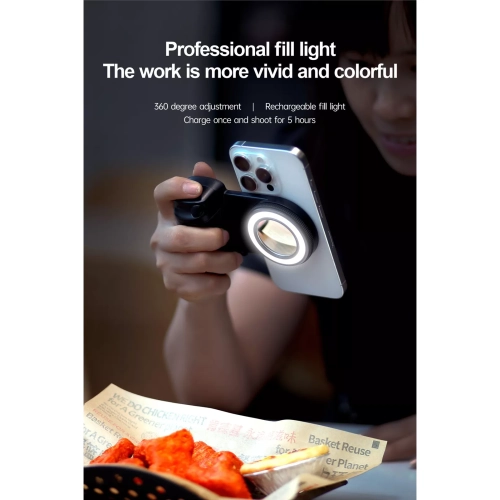 Bluetooth Shutter Phone Holder Camera Handle Selfie Stabilizer with Fill Light