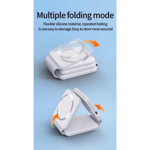 Tapis de chargement sans fil 3-EN-1; Support pliable pour iPhone 15 14 13 12; Station de recharge rapide Macsafe pour Apple Watch AirPods