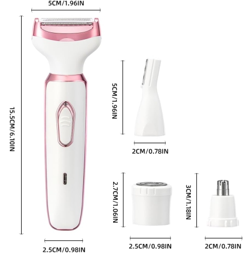 Electric Razor for Women 4 in 1 Rechargeable Painless Body Razors and Facial Hair Remover for Bikini Leg Body Face Underarm