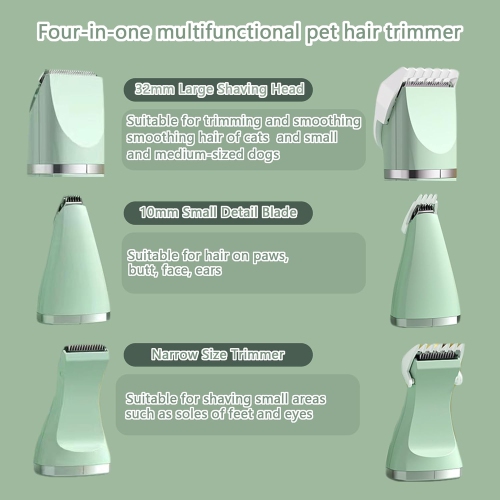 Pet Hair Shaver,Hair Clippers Set for Dog Cat,Cordless Pets Clippers,Low Noise Pet Clippers with 4 Trimmer Blades,Electric Dog Hair Trimmer for