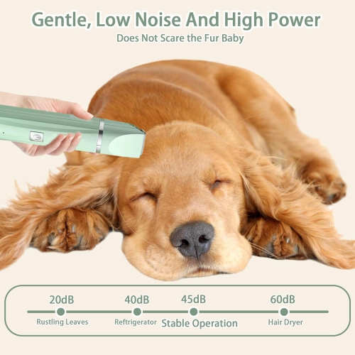 Pet Hair Shaver,Hair Clippers Set for Dog Cat,Cordless Pets Clippers,Low Noise Pet Clippers with 4 Trimmer Blades,Electric Dog Hair Trimmer for