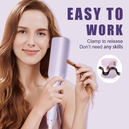 Wave Curling Iron,Anti-Scald Hair Crimper,Wavy Hair Curler for Women,Fast Heating Curling Wand,4 Temp Ceramic Hair Waver,Crimper Hair Iron for Wide