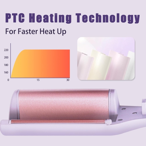 Wave Curling Iron,Anti-Scald Hair Crimper,Wavy Hair Curler for Women,Fast Heating Curling Wand,4 Temp Ceramic Hair Waver,Crimper Hair Iron for Wide