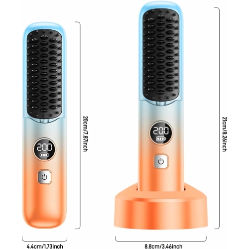 Cordless Hair Straightener, Portable Mini Heated Curling Comb with 5 Temperature Settings for Home & Travel