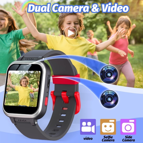 Montre intelligente pour enfants avec jeux énigmes Caméra à écran tactile Vidéo Lecteur de musique Podomètre Réveil Montre intelligente pour enfants