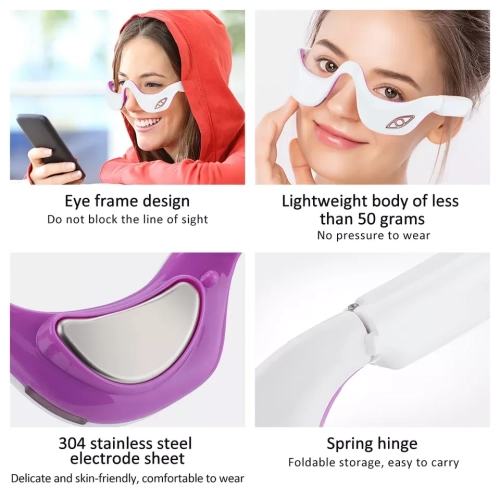 Under Eye Red Light Therapy Glasses,EMS Microcurrent Eye Massage Device,Eye Massager for Eye Bags Dark Circles,Infrared Eye Skin Care Device