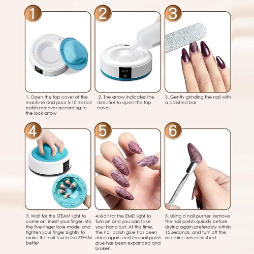 Electric Mini Nail Polish Remover Box,Automatic Heating Fast Nail Polish Remover Machine,Steam UV Gel Nail Polish Removal for Home Nail Salon