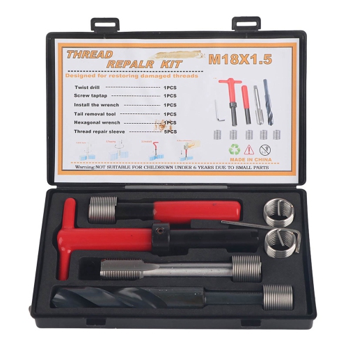 Trousse de réparation de filetage 10 pièces Clé à tête torsadée en acier inoxydable Embout fileté pour voiture M18x1.5