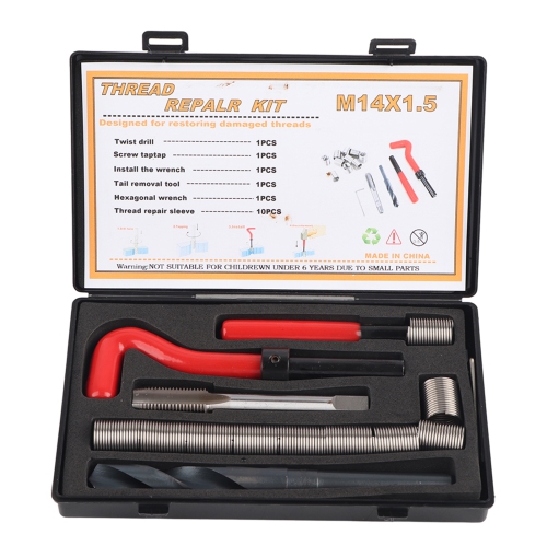 Ensemble d'accessoires de réparation de filetage femelle M14x1.5, 15 pièces