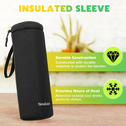 Portable Blender Personal Juicer with Insulated Sleeve for Shakes and Smoothies