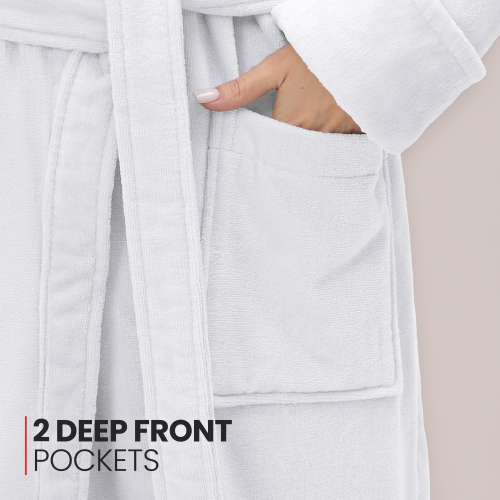 Canadian Linen Luxury Velour Kimono Bathrobes for Women Shower Bath Soft Absorbent Cotton Spa Salons Soft Plush for Hotel Lounge Robes, X-Large, White