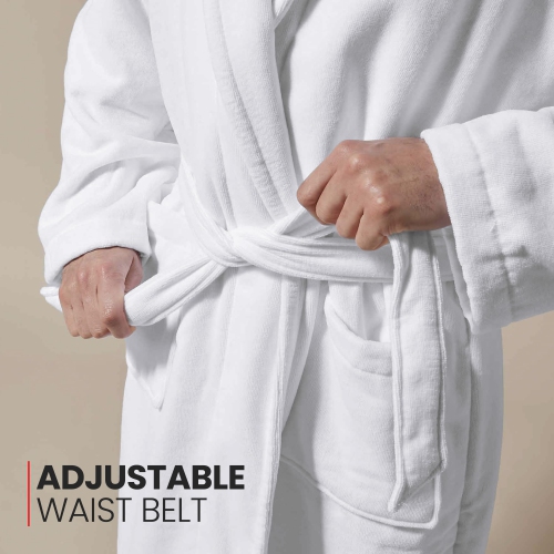 Canadian Linen Velour Soft Absorbent 100% Cotton for Women Kimono Bathrobes Shower Bath Soft Plush Hotel Spa Salon Resorts Lounge Robes, Medium, White