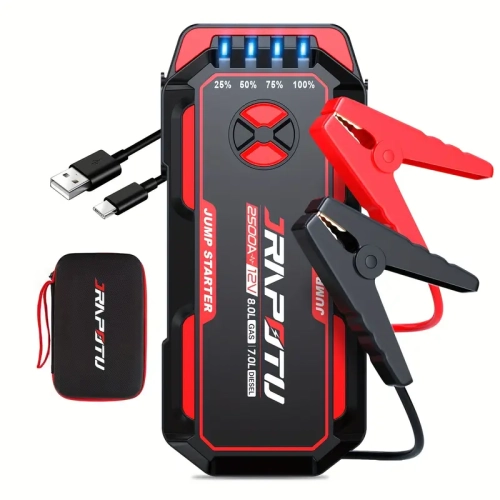 2500A Portable Car Jump Starter & 12V Tire Inflator Air Compressor with LED Light, Digital Pressure Display