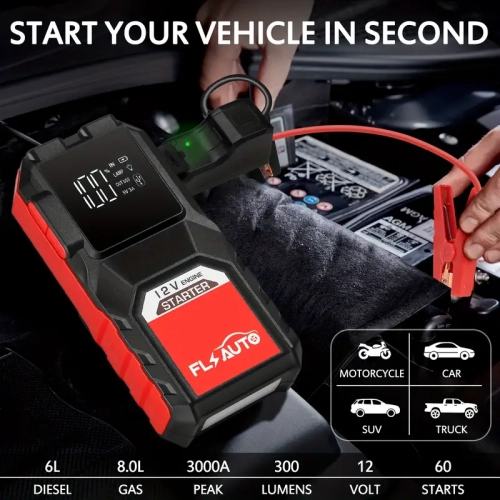 Portable Car Jump Starter, Tire Inflator with 150PSI & 25000mAh Battery, Leather Key Case for Car Fob