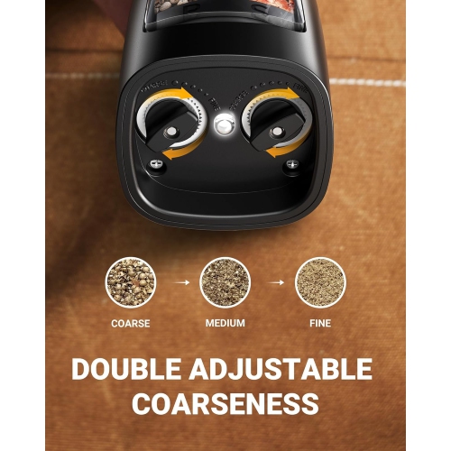 Sangcon 2-in-1 Electric Salt and Pepper Grinder Set Shaker, USB Rechargeable Dual Chamber Pepper Mill with Dual Adjustable Coarseness, LED Light, and
