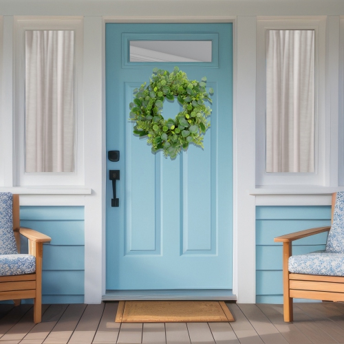 Seeded Eucalyptus with Sweet Gum Flowers Artificial Spring Wreath - 24"