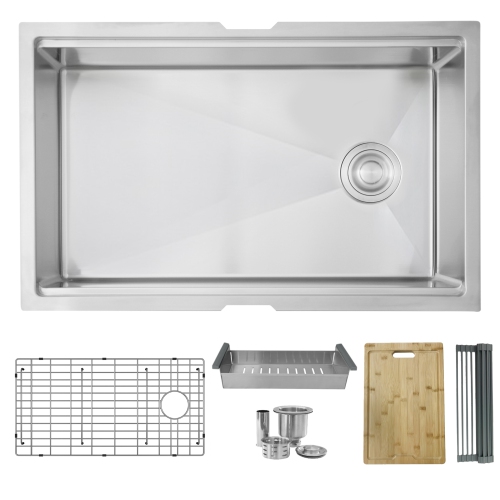 STYLISH  30 Inch Workstation Single Bowl Undermount 16 Gauge Stainless Steel Kitchen Sink W/ Built In Accessories Love it