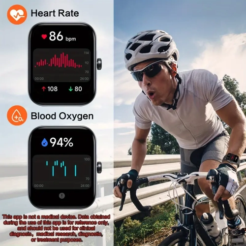 Montre intelligente de mise en forme avec écran HD de 1,8 po, appels sans fil, moniteurs de sport, support pour vélo et capteur de pédale de
