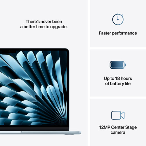 MacBook Air de 13,6 po avec Touch ID d'Apple (2025) - Bleu ciel (M4 d'Apple/RAM Go/SSD Go