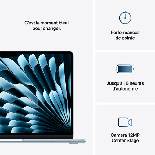 MacBook Air de 13,6 po avec Touch ID d'Apple - Bleu ciel (M4 d'Apple/RAM 16 Go/SSD 256 Go) - Anglais