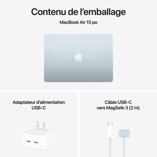 MacBook Air de 15,3 po avec Touch ID d'Apple - Bleu ciel (M4 d'Apple/RAM 24 Go/SSD 512 Go) - Anglais