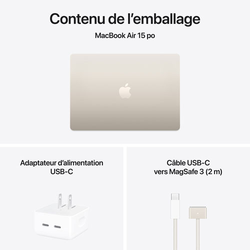 Apple MacBook Air 15.3" w/ Touch ID - Starlight (Apple M4 / 24GB RAM / 512GB SSD) - French