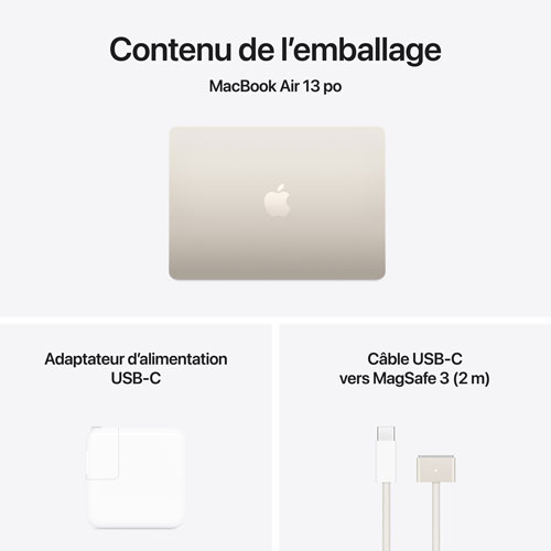 Apple MacBook Air 13.6" w/ Touch ID (2025) - Starlight (Apple M4 / 16GB RAM / 512GB SSD) - French