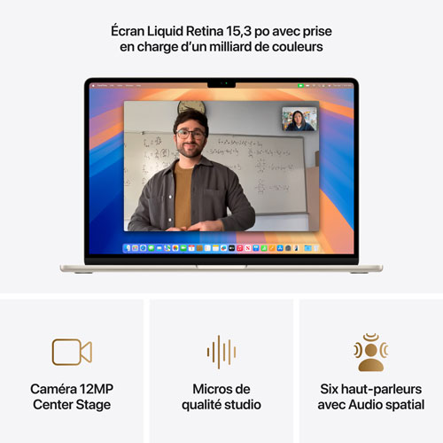 MacBook Air de 15,3 po avec Touch ID d'Apple (2025) - Comète (M4 d'Apple/RAM 16 Go/SSD 512 Go) - Français