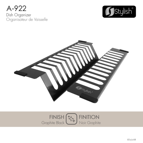 STYLISH 16 3/4" Over Sink Stainless Steel Dish Organizer in Graphite Black