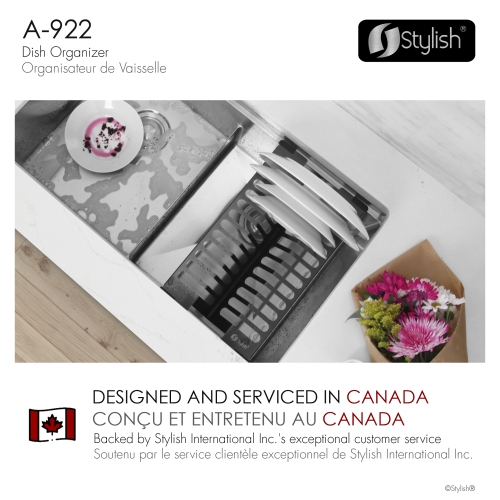 STYLISH 16 3/4" Over Sink Stainless Steel Dish Organizer in Graphite Black