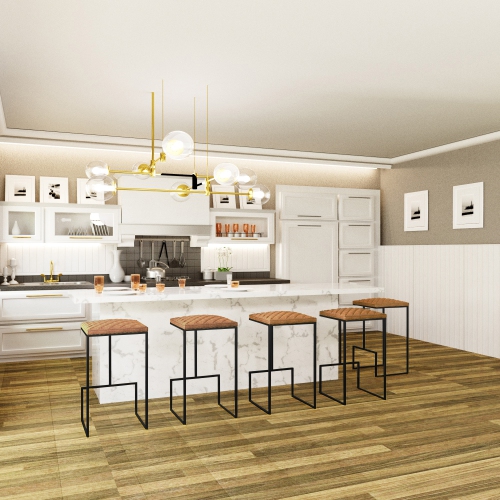 LeisureMod Quincy Leather Bar Stools With Metal Frame Set of 2