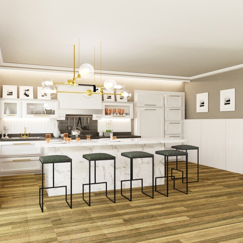 LeisureMod Quincy Leather Bar Stools With Metal Frame Set of 2