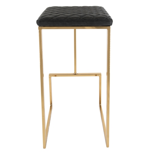 LeisureMod Quincy Leather Bar Stools With Gold Metal Frame Set of 2