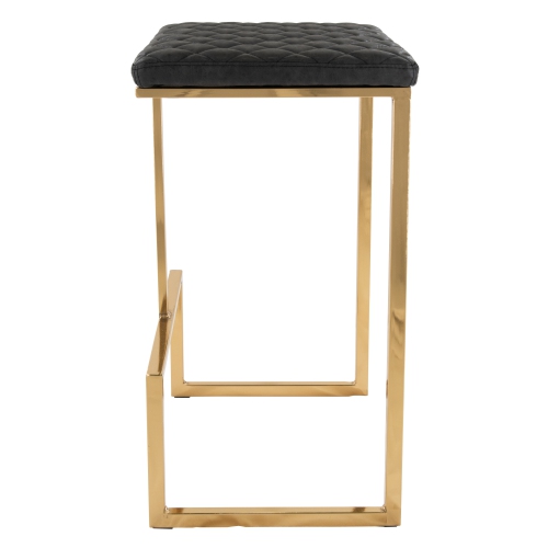 LeisureMod Quincy Leather Bar Stools With Gold Metal Frame Set of 2
