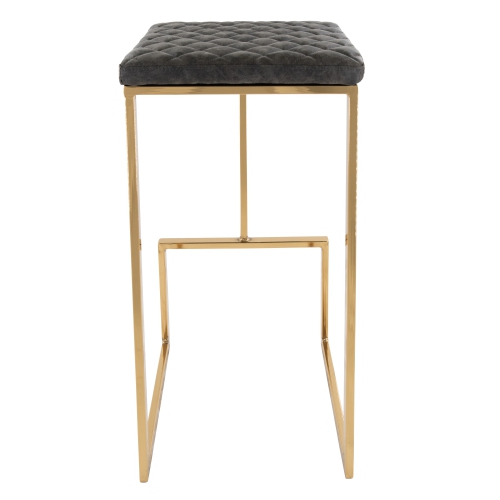 LeisureMod Quincy Leather Bar Stools With Gold Metal Frame Set of 2