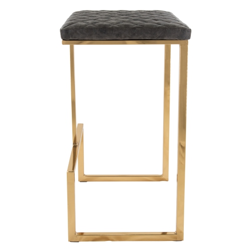 LeisureMod Quincy Leather Bar Stools With Gold Metal Frame Set of 2