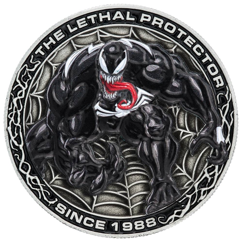 Marvel Mens Venom “Lethal Protector” Boxed Set Eco-Drive Watch 42mm Black Stainless Steel Case Black Polyurethane Strap with Black Dial