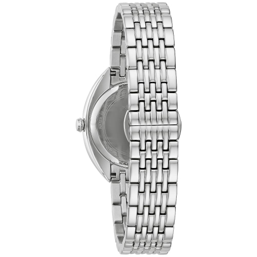 Bulova Ladies Misc Classic Quartz Watch 30mm Silver-Tone Stainless Steel Case and Bracelet with Black Dial