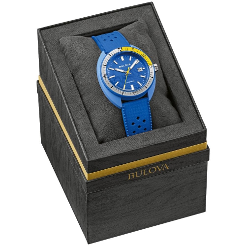 Bulova Mens Snorkel Quartz Watch 41mm Blue Hybrid-Ceramic Case Blue HNBR Rubber Strap with Blue Dial