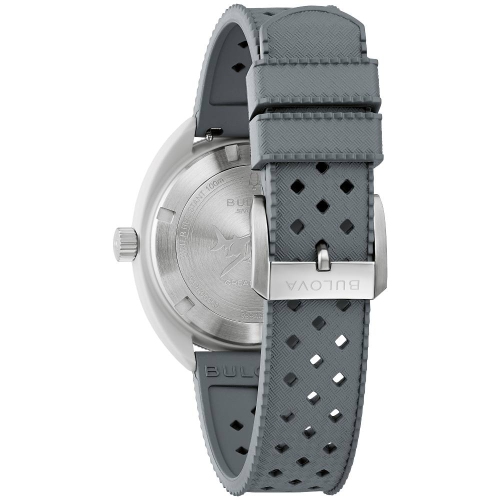 Bulova Mens Snorkel Quartz Watch 41mm Grey Hybrid-Ceramic Case Grey HNBR Rubber Strap with White Dial