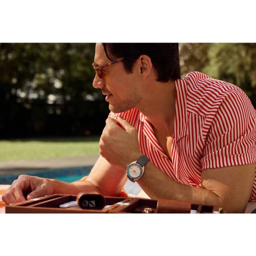 Bulova Mens Snorkel Quartz Watch 41mm Grey Hybrid-Ceramic Case Grey HNBR Rubber Strap with White Dial