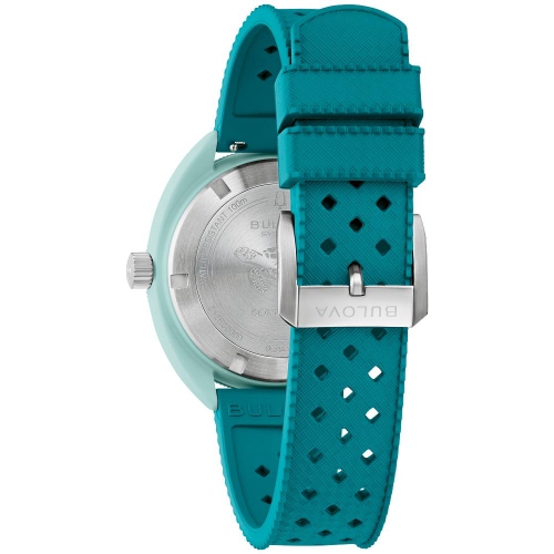 Montre à quartz pour hommes de Bulova avec 41&nbsp;mm boîtier en céramique vert hybride bracelet en caoutchouc vert HNBR et cadran brun
